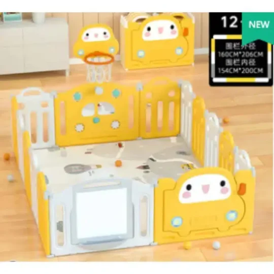 Car design Baby Playpen with Drawing pad & Basketball Stand